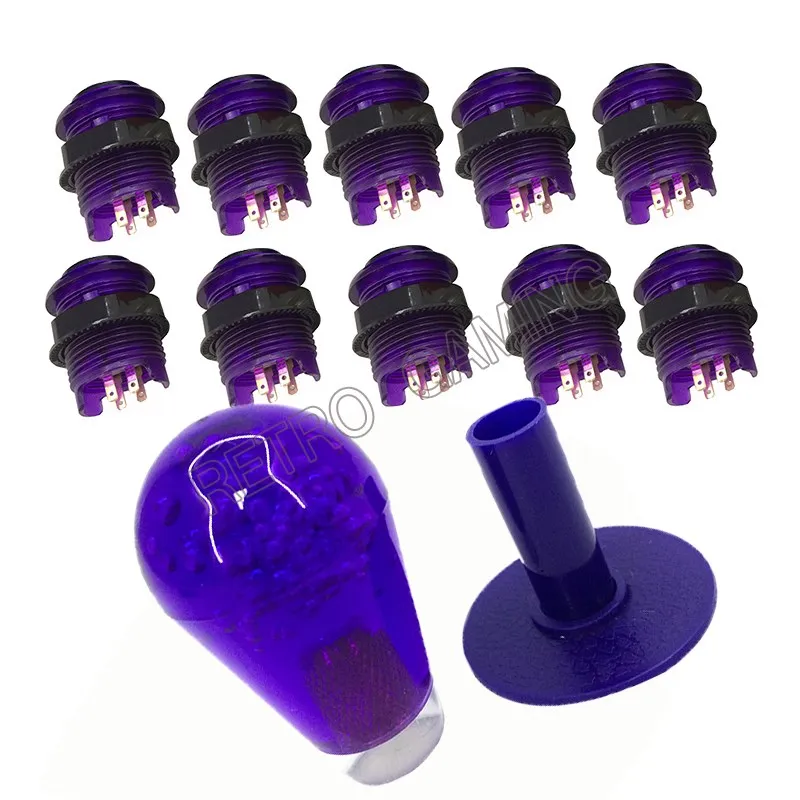 12V LED osvetlenie BL Push Button Arcade Parts & Purple Joystick Bat Top Oval Rocker a ochranný rukáv a trik na predaj