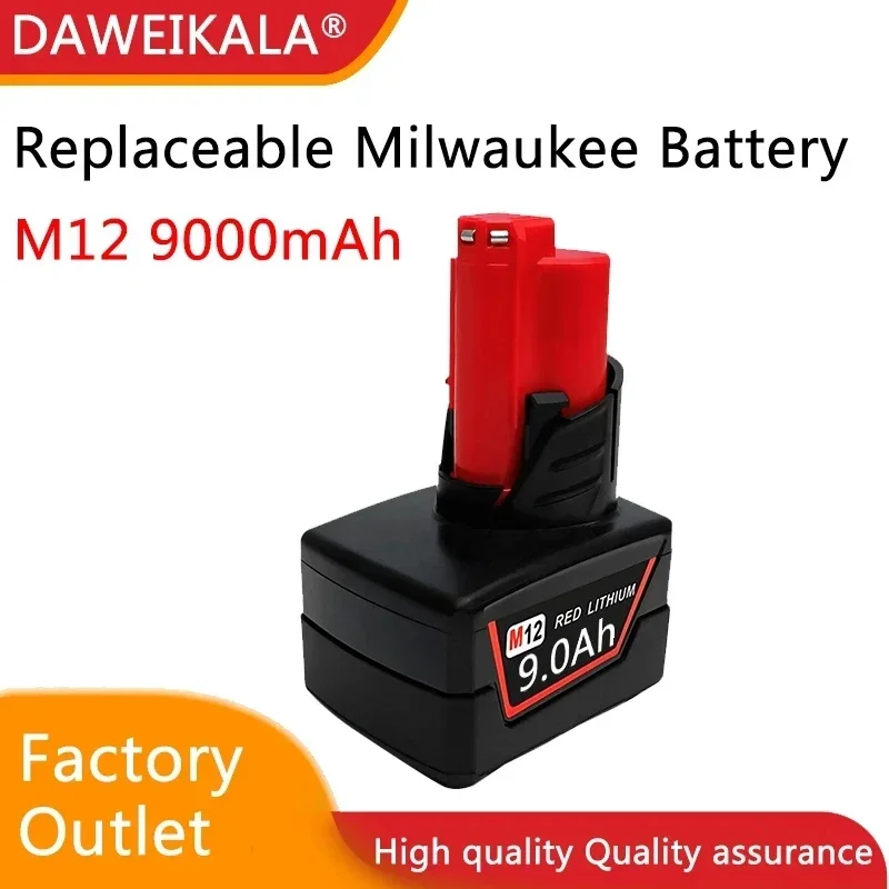 12V Li-ion batéria 9.0AH Nabíjateľná batéria pre Milwaukee M12 XC bezdrôtové nástroje 48-11-2402 48-11-2411 48-11-2401 MIL-12A-LI