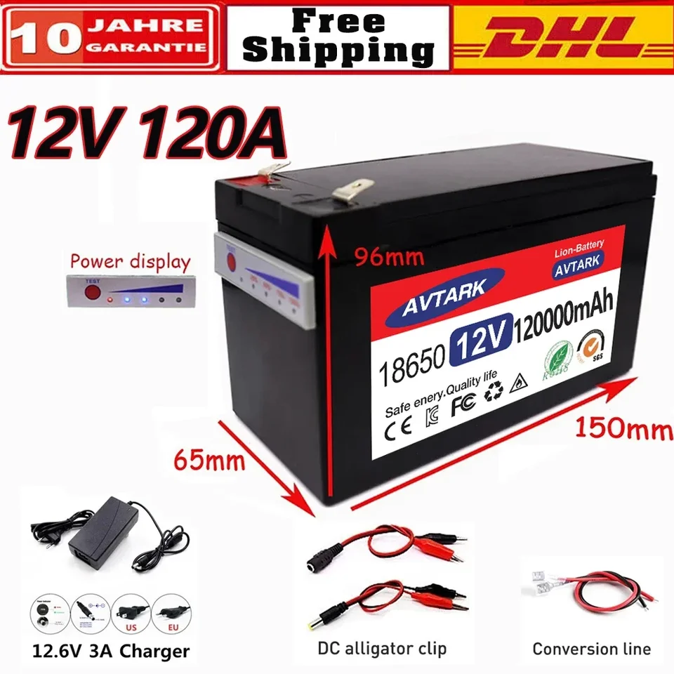 12V lítiová batéria LifePo4 120AH Li Ion Elektrické vozidlo Littium batérie 25,2V 100AH ​​120AH vstavaného BMS 30A High Pročatiny
