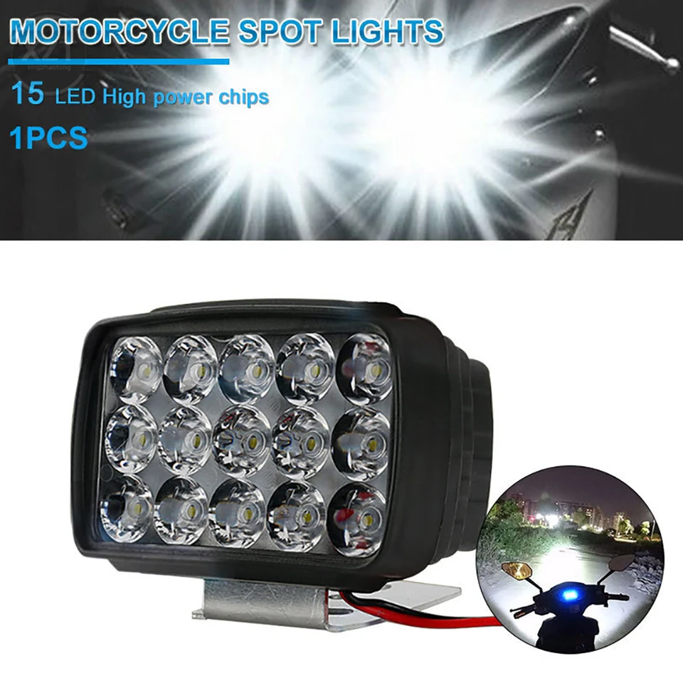 12V Motocyklové svetlomet 15 LED dióda Honistické svetlo Hmlová hmla biela motorka ATV UTV Truck White 2000LM Hliníková zliatina Waterpro