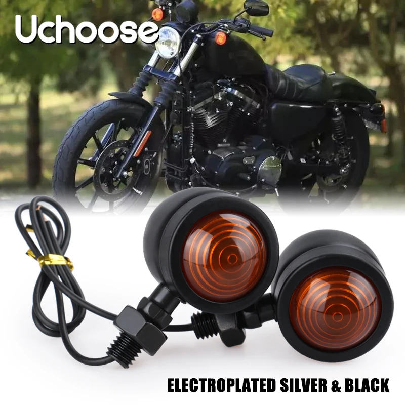 12V retro kovové blinkery s jedným drôtom klignotant motocyklovej otočenia signálnych svetiel pre Cruiser Bobber Sportster Cafe Racer Universal