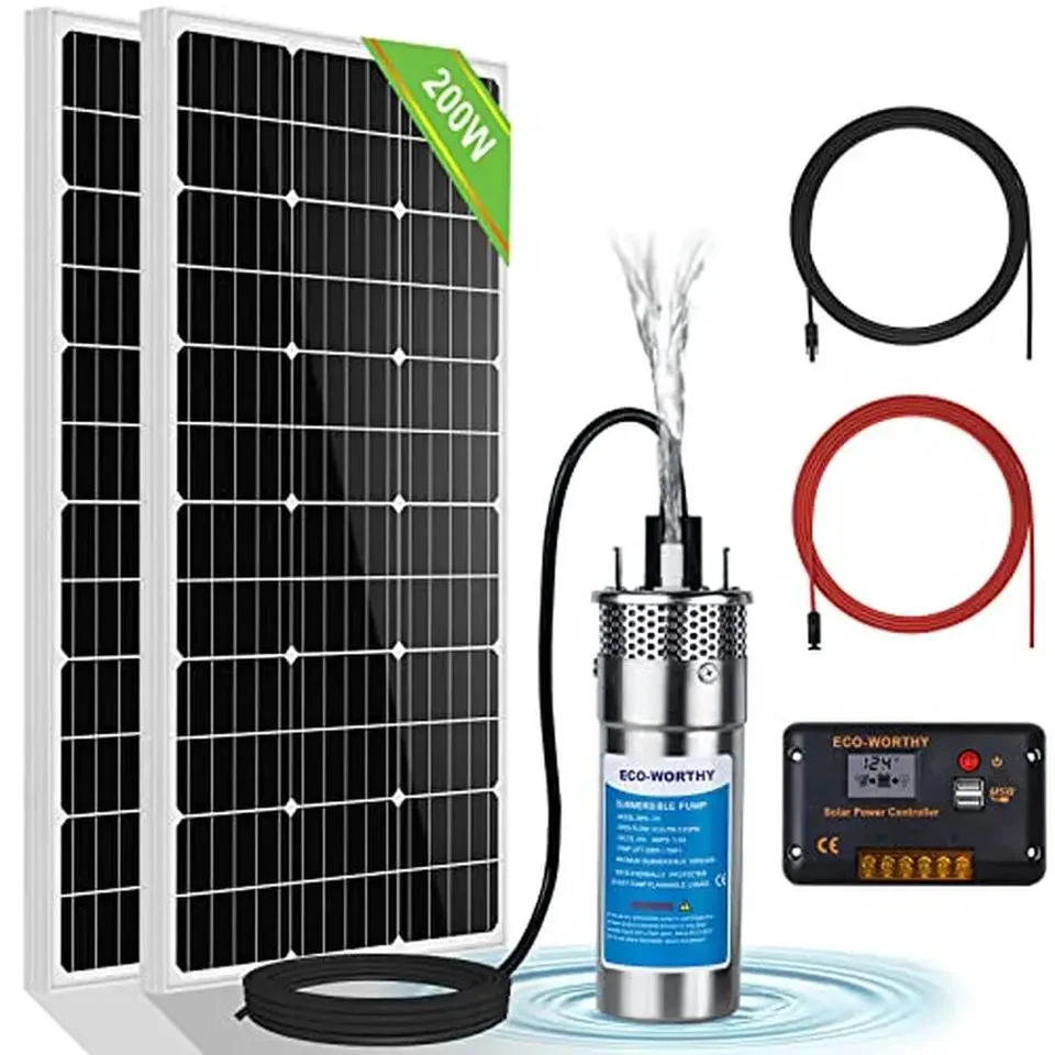 12V Sada solárnych čerpadiel s vodou 3,2gpm ponorné čerpadlo 100 W Solárny panel X2 20A Ovládač záhradná farma zavlažovacia nádrž na diaľku