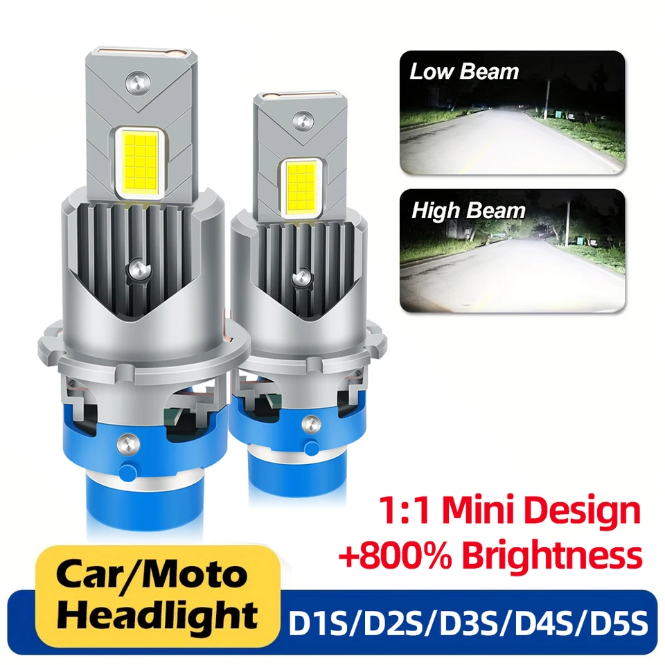 12V xenónový svetlomet na výmenu LED D2S D1S D3S D4S D5S D1R D2R D3R D4R Svetlá automobilu 6000K +800% jas 1: 1 Mini Dessign