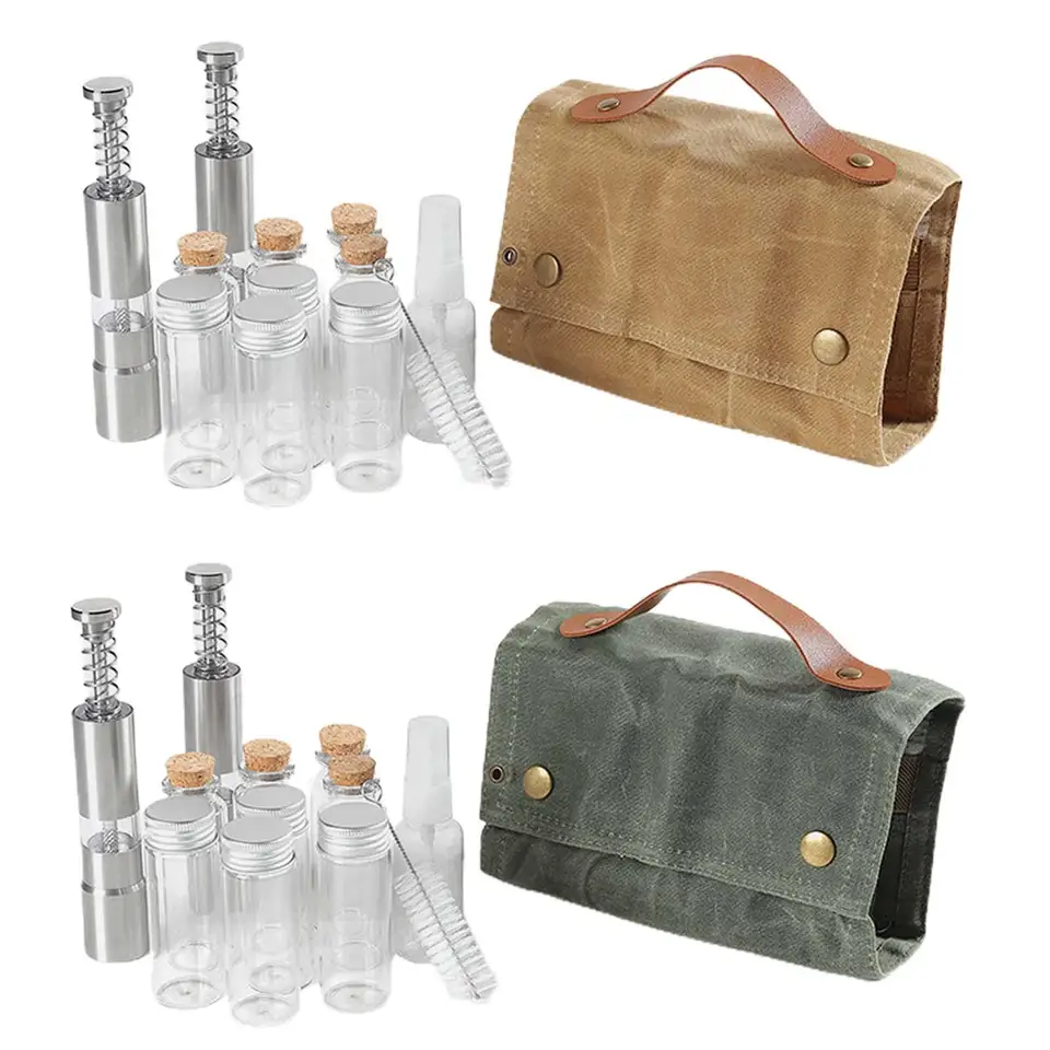 12x kempingové korenie set s úložným taškou Mini korenisté fľaše pre piknik BBQ