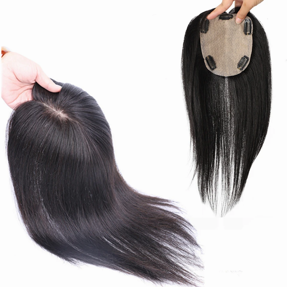12x13cm Skin Base Base Human Hair Topper Free časť Prírodná pokožka hlavy Top európske predĺženie vlasov pre ženy Clip v príčinách Remy