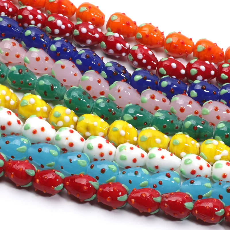 12x15 mm 10ks jahodové lampy v tvare lampy Light Letch Glass Glass Glass Glass pre šperky výroby DIY šperky náhrdelníkových náramkov