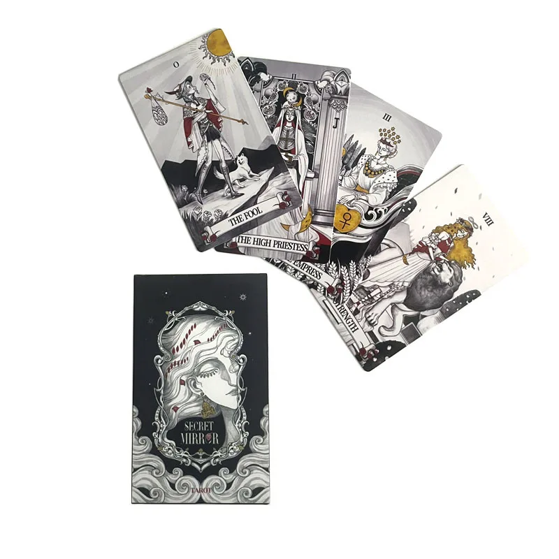 12x7cm Secret Mirror Tarot Cards s príručkou anglická verzia mystická veštenie Feminine Art Oracle Cards Game