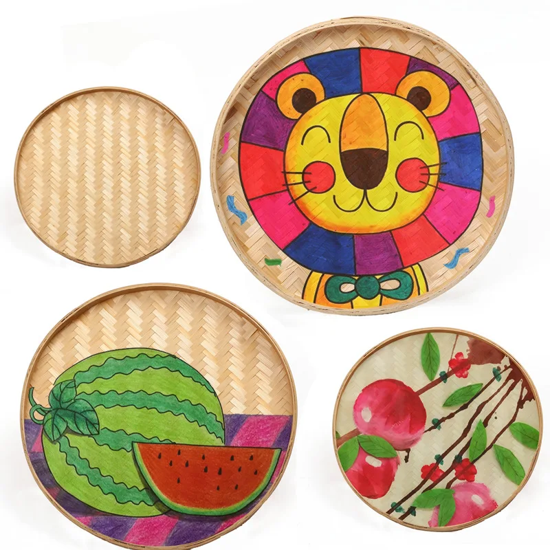 13/18/22/30/36 cm DIY ručné tkanie bambusového sita Raft Round Storage Trays Basket