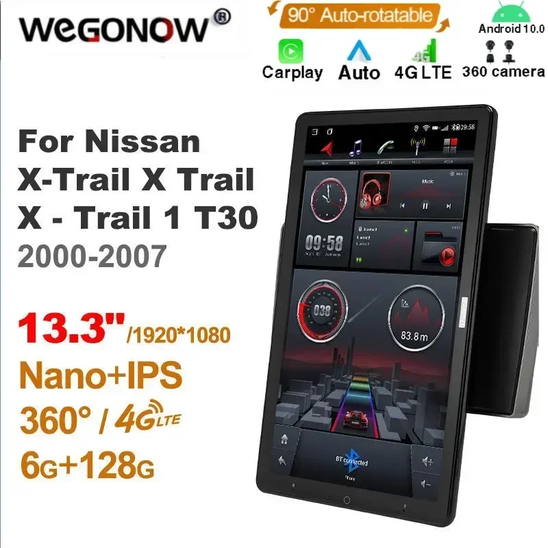 13,3 palcový vlastný 1Din Android10.0 Car Auto Radio 360 pre Nissan X-Trail X Trail X-Trail 1 T30 2000-2007 Auto Audio SPDIF 4G LTE
