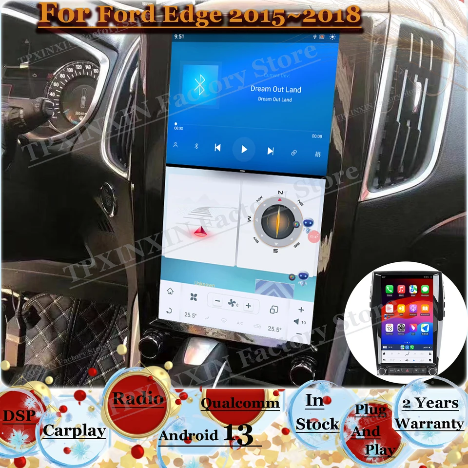13,6 palca Qualcomm Android Auto Multimedia Stereo pre Ford Edge 2015 2016 2017 2018 2018 GPS Navigation Radio Radio Audio Player Hlava Unit