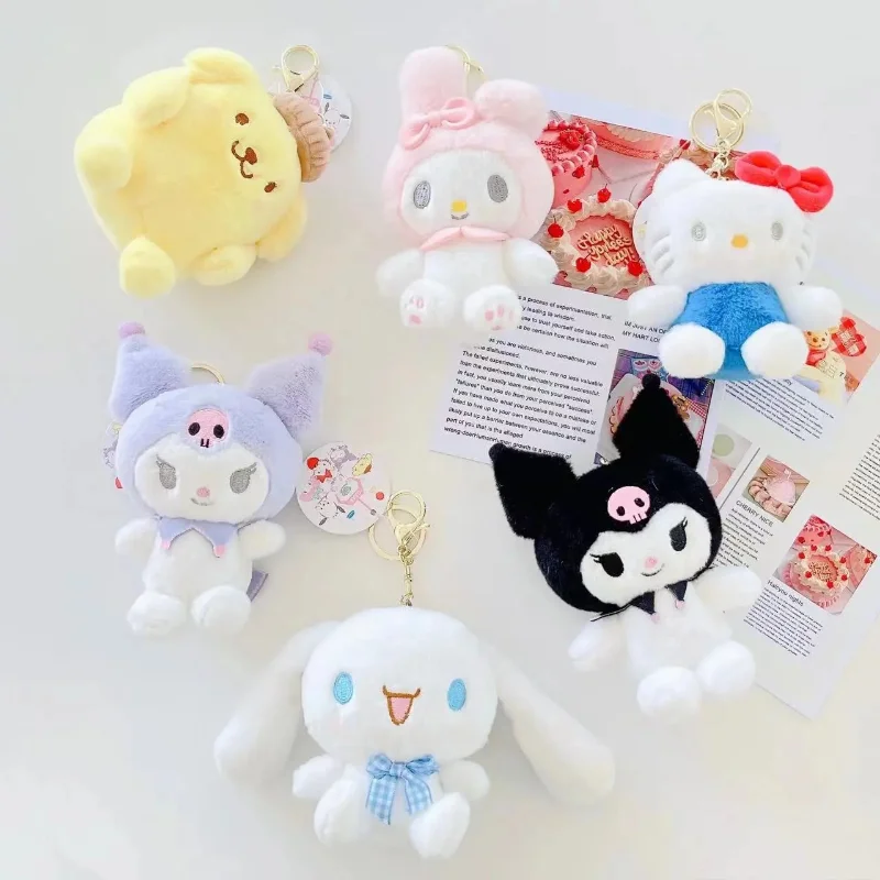 13 cm Sanrio My Melody Cinnamoroll Kuromi Hello Kitty Purin Anime Kawaii Plushie Keychain Bag Decoration Duys Darček