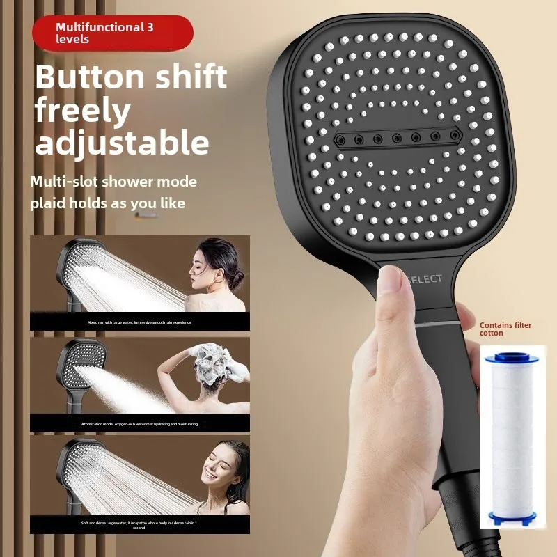 13 cm Veľká panelová sprchová hlava 3 režimy Nastaviteľné vysokotlakové masážne sprchové hlavičky Filter Element kúpeľňové doplnky