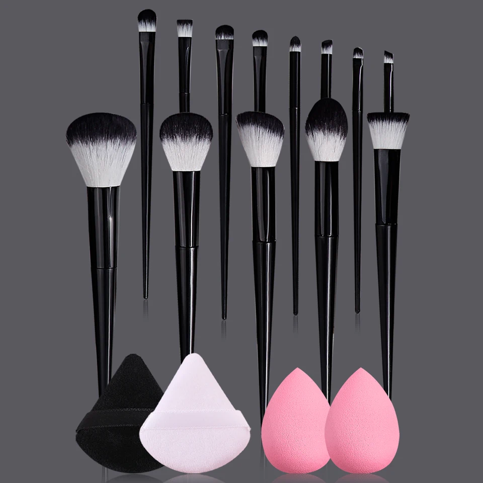 13 -dielna klasická súprava kefy na make -up s 2 mixérmi slzy, 2 práškovým oblátkom - profesionálne aplikačné nástroje