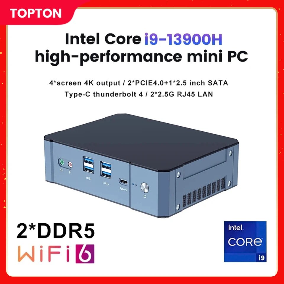 13. Gen Intel Mini PC Gamer I9 13900H I7 13700H Thunderbolt 4 2*DDR5 2*PCie4.0 Gaming Desktop Mini Computer 2*2,5G LAN Wifi6