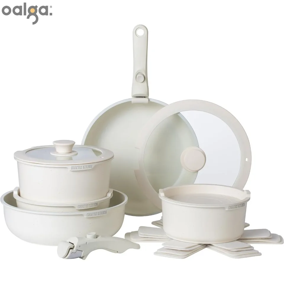 13 kusové hrnce a panvice nastavené bezpečné nonstick kuchynské riady Odnímateľná rukoväť RV Set Set Bezpečný krém CoCina Panela Kitchen