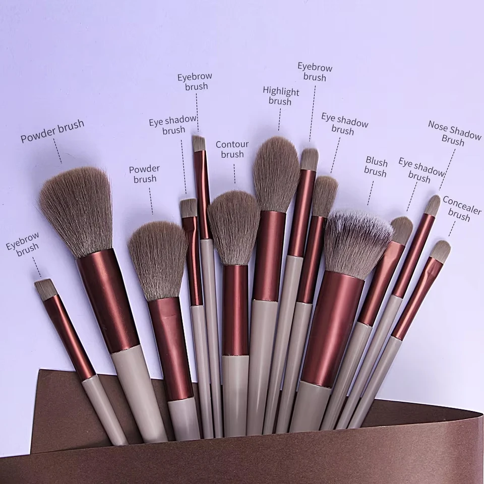 13 počítačov kefy na make -up set eye Shadow Foundation Ženy Kozmetický prášok Blush M premiešanie Krása Krása Make -up pre začiatočníkov