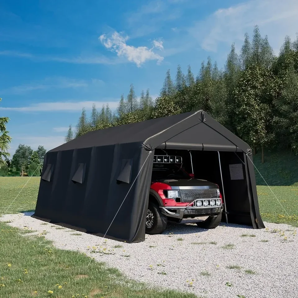 13 x 20 stôp ťažký prístrešok, prenosná garáž s kovovým rámom a otvormi na celom oceli, Snow Canopy Outdoor Storage Hal