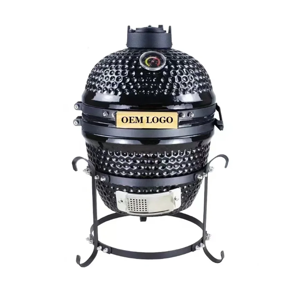 13 Čierny Abrarazine Kamado BBQ Grills Outdoor Garden Lamelled Steel Asadores Meat Camping Pellet Fajčiar grilovanie uhlia