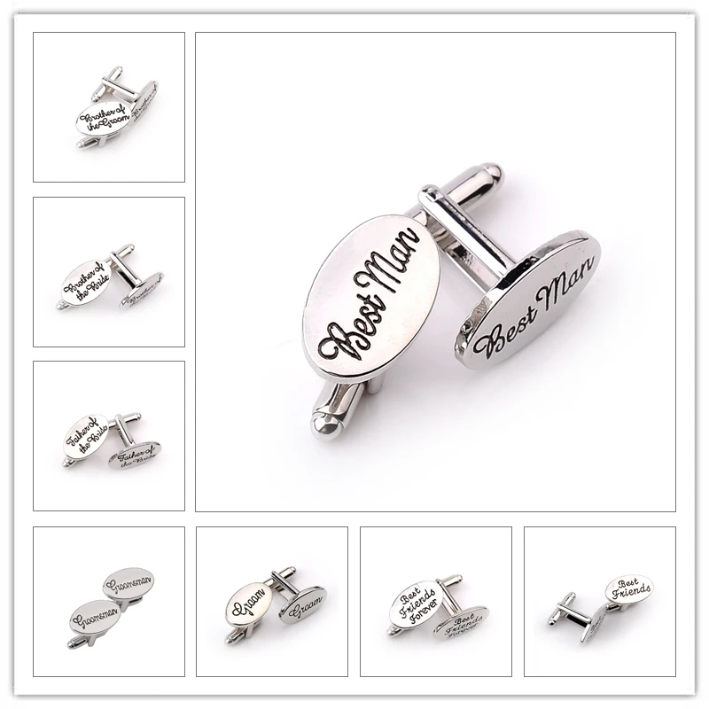 13 štýlov pánske módne oválne svadobné šperky Cufflinks Groom/Best Man/najlepší priateľ francúzska košeľa manžety Vysoko kvalitné