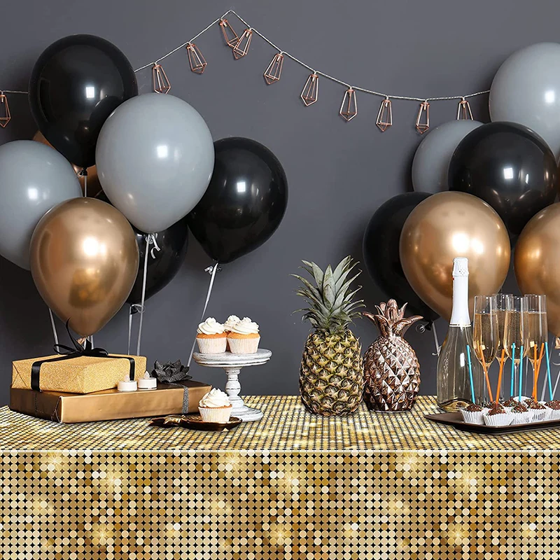 130*274 cm 70S Disco Night Night Night Birthday Univerzitný obrus zlaté flitre stolové obal