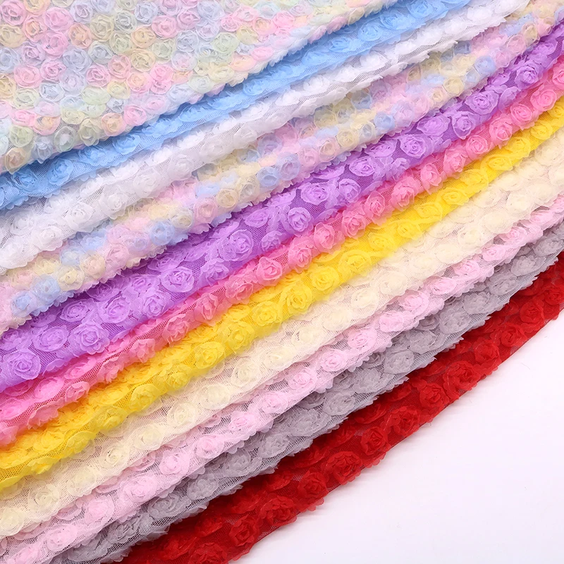 130 cm*45 cm Vysoko kvalitné farebné šifónové ruže vyšívaný odevový materiál trojrozmerné ruže