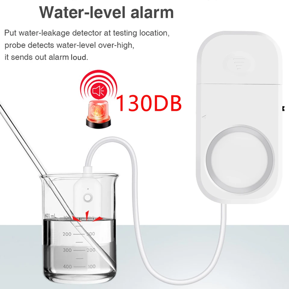 130 dB zvukový systém snímača úniku vody Zvukový systém Smart Home Automation Automation voda pretečovací detektor Detektor rezidenčnej bezpečnosti ochrana ochrany proti bezpečnosti
