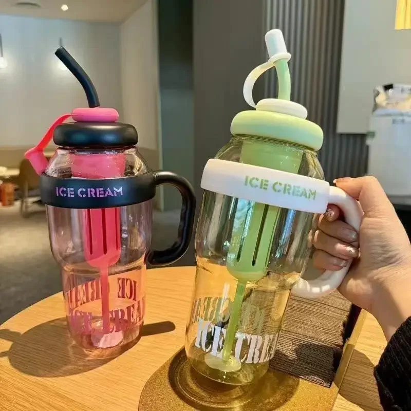 1300 ml veľkej kapacity Straw Cup Sports Pot Belly kanvica prenosná vonkajšia cestovná fitness vodná šálka darček s čajovým priestorom
