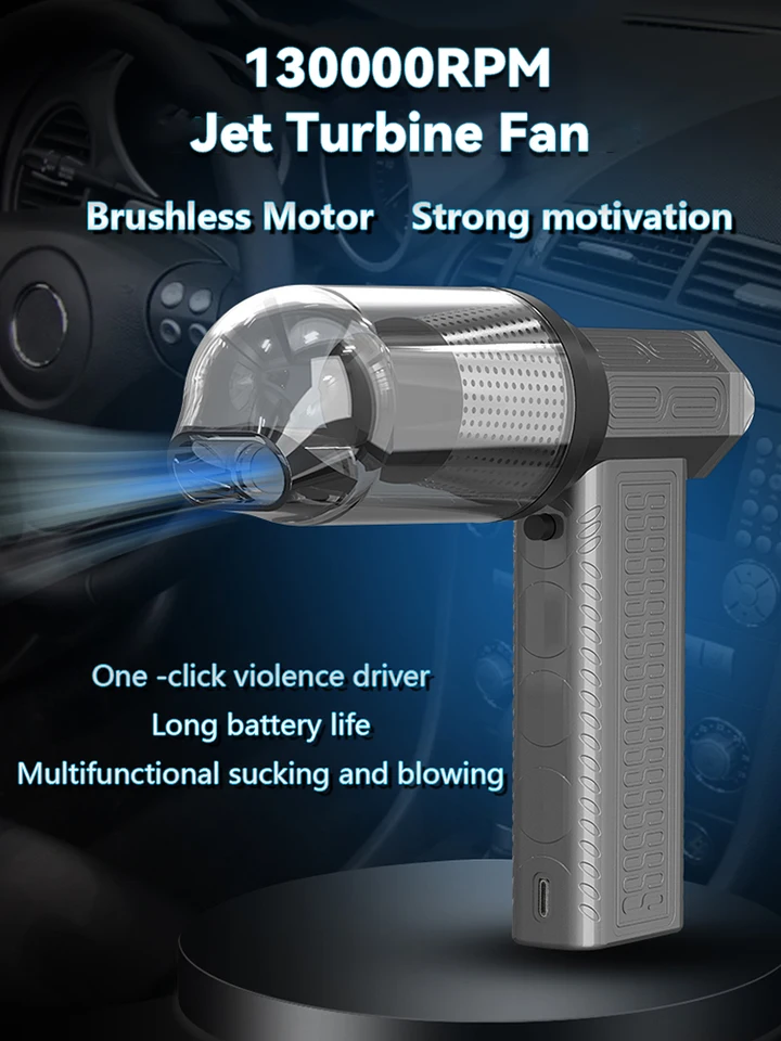 130000 ot./min na mini turbo prúdový ventilátor bez kefy Motor Runheld Duct Fan Prenosný turbo ventilátor typu C nabíjanie s napájacím displejom 8000 mAh