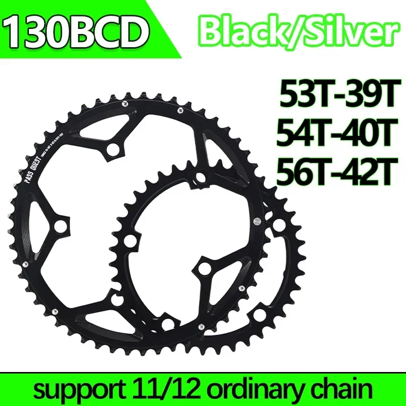 130bcd reťazc 5 skrutiek 53T-39T 54T-40T 56T-42T pre Shimano 11/12 Speed ​​Double Chaining Black Silver Bicycle-Celese