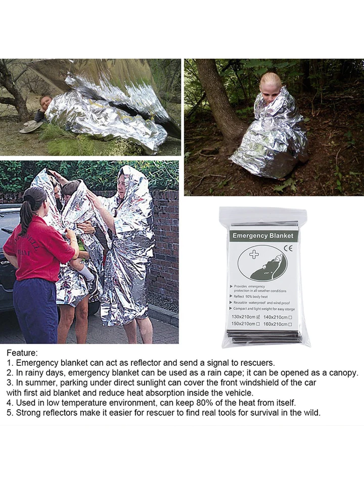 130x210cm gigantická priestorová prikrývka Núdzové zásoby nepremokavé prikrývky fólie Mylar Thermal Deka