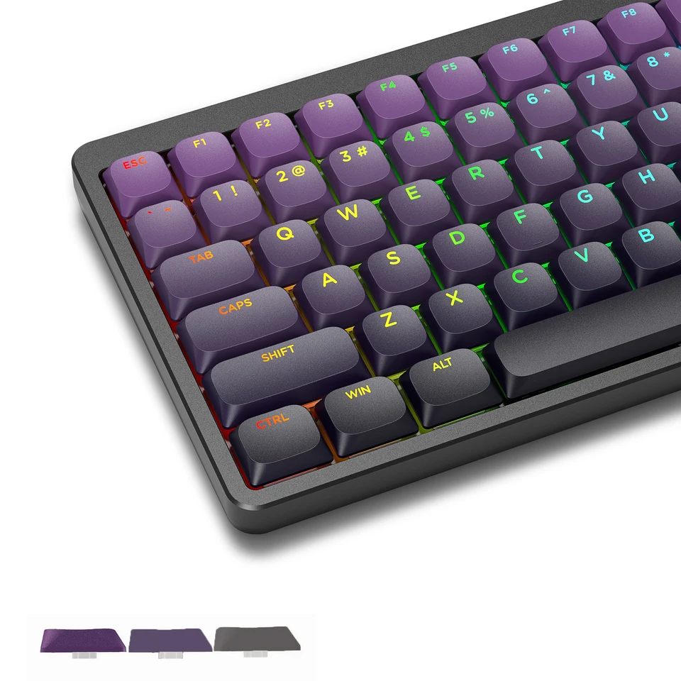 132 Kľúčový gradient Purpleový nízky profil PBT Keycap podsvietená čiapka RGB pre 60% 61/87/104 Cherry Gateron MX Gamer Mechanical Keyboard
