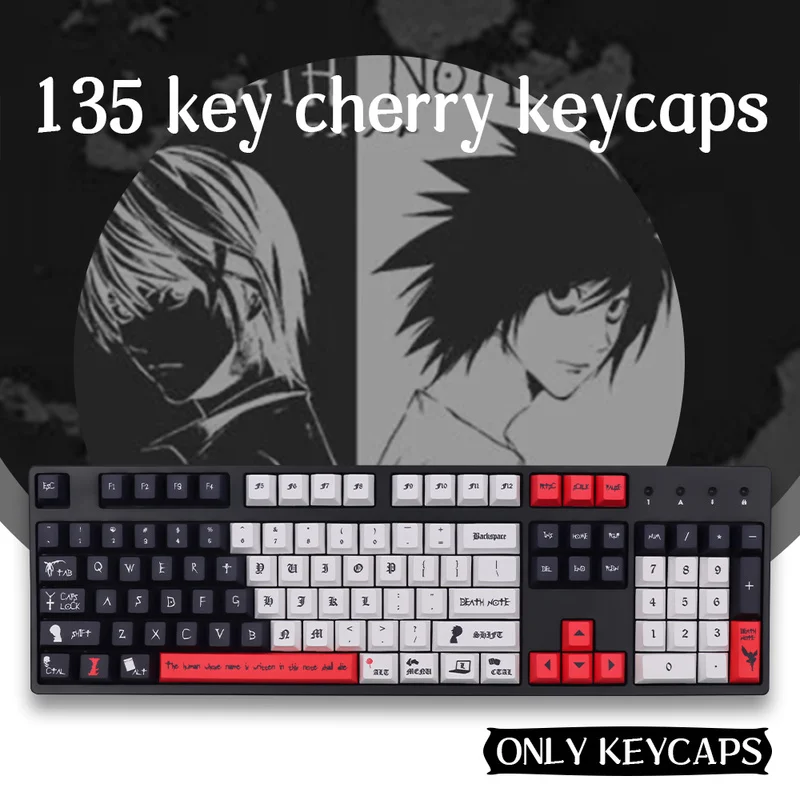135 Kľúčová smrť poznámka Keycap Originálna továreň PBT Sublimácia Anime Periférny festival zbierka darčekov Personalizované prispôsobenie