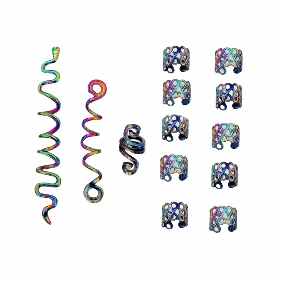 13ks hviezdny výzdoba na vlasové prsteň Príslušenstvo, korálky na vlasy Craid Rings Clips Dread Locks Hair Braiding Metal Cuff Decoration Braider Nový