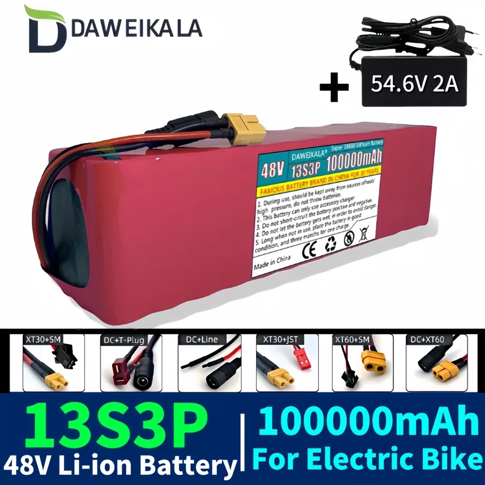 13S3P 100000MAH 48 V lítium -iónová batéria 1000 W ， 100AH ​​lítium -iónových batérií pre 54,6 V motorizovaného kolobežky BMS+bezplatné doručenie