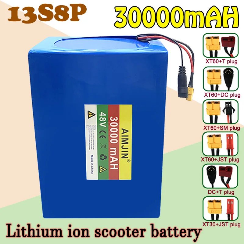 13S8P 48V 30000 mAh batéria 18650 13S8P lítiová batéria 1000W batéria vložená v 50A bms