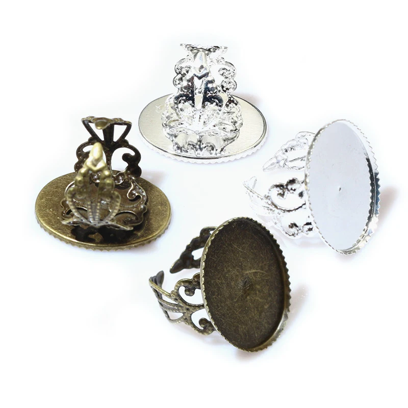 13x18 mm 10x14 mm 18x25 mm 5ks 3 farby mosadzné oválne nastavenie krúžku Blank/Base, Fit 10x14/18x25/13x18 mm sklenené kabíny