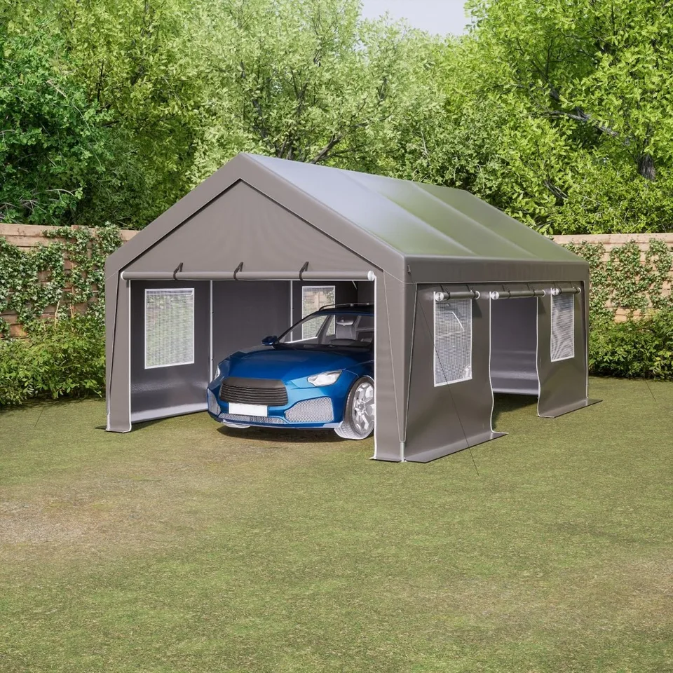 13x20 ft Carport Canopy s odnímateľnými bočnými stenami a dverami