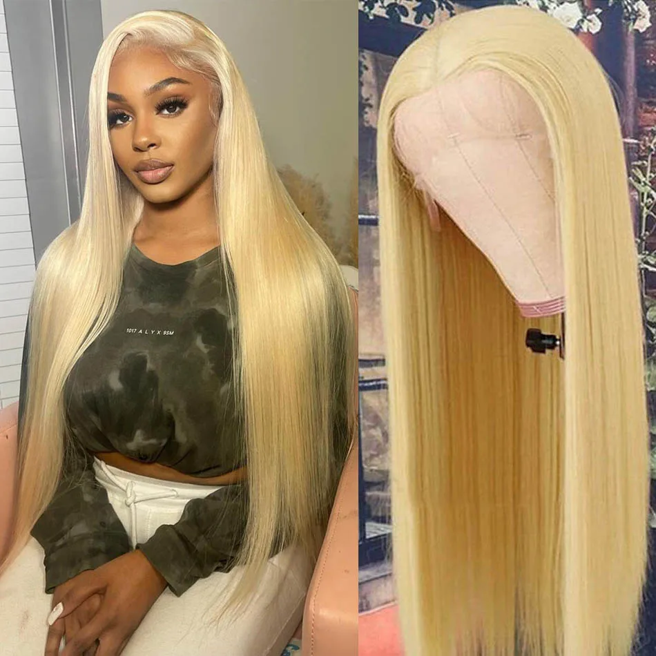 13x4 13x6 HD Transparentné 613 Blonde Lace Front Human Hair Parochne vyladené 180% surové indické priame frontálne ľudské vlasové parochne
