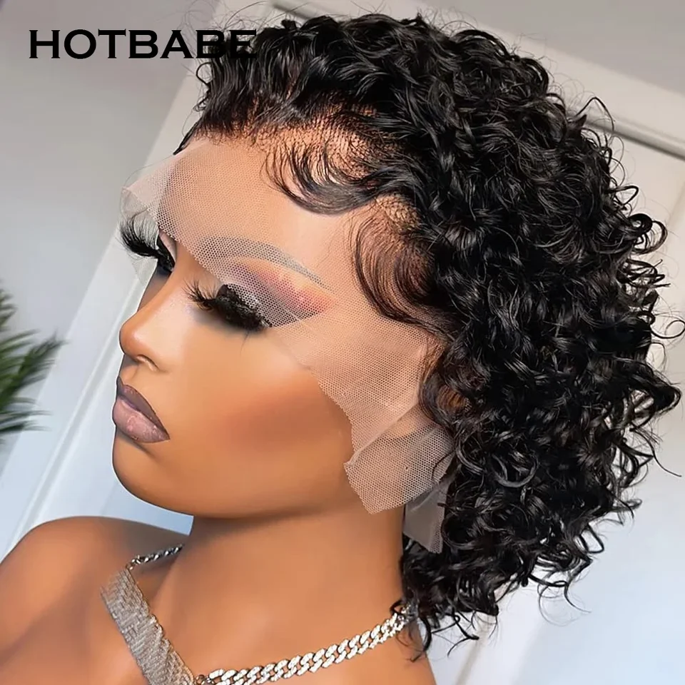 13x4 čipky Pixie Cut Parochňa krátky kučeravý bob Transparentné čipkové parochne pre ženy Honey Blonde Lace Frontal Brazílska brazílska vopred 180%