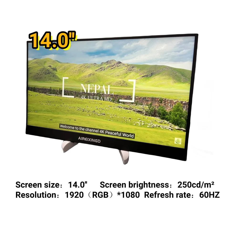 14.0inch 1080p Prenosný monitor Ultrathin IPS obrazovka USB C HDMI Druhá obrazovka pre prenosný počítač Mac PC Xbox Switch PS