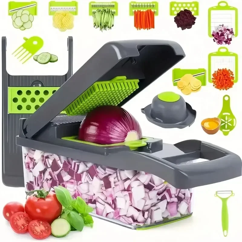 14/16 v 1 Multifunkčný zeleninový vrzák na rukoväte potravín Potravina Chopper Zelenina Slicer Dicer Cut kuchynské predmety Cocina