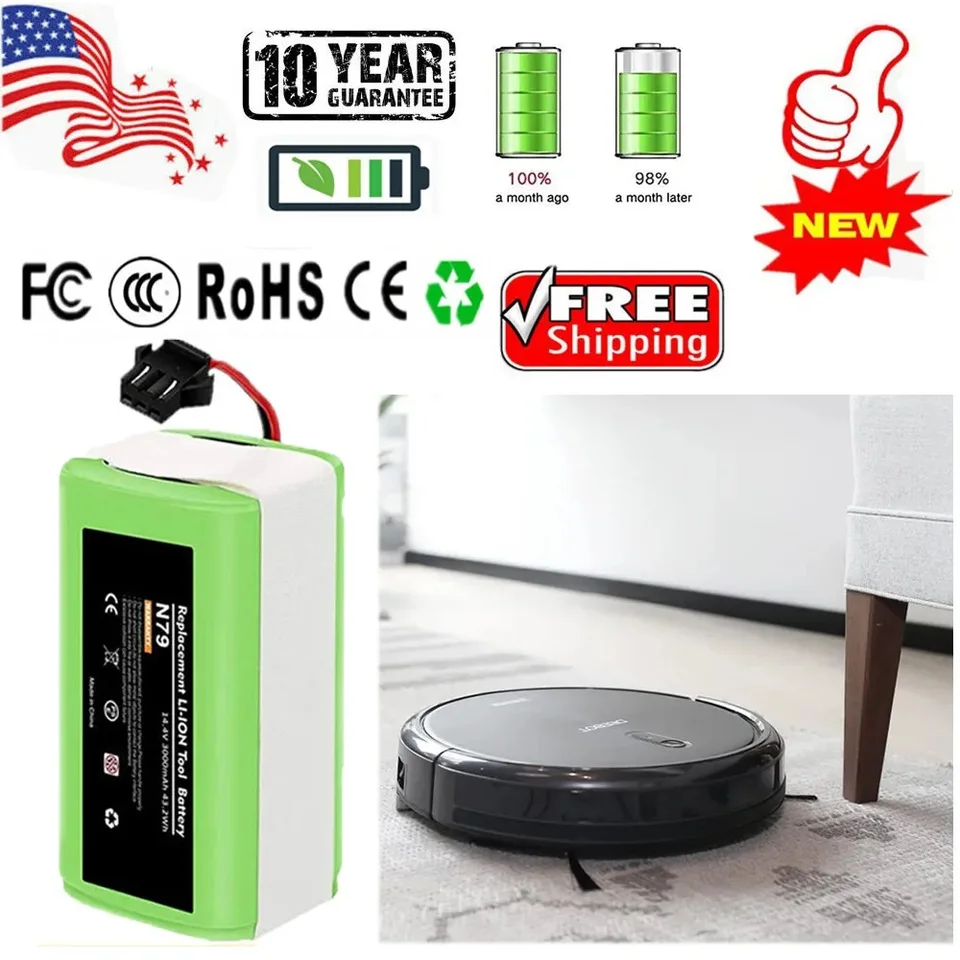 14.4/14,8V 3,0AH Li-ion batéria pre Conga Excellence 950 990 1090 1790 1990 pre Deebot N79S N79 DN622 pre Eufy Robovac 11S X500