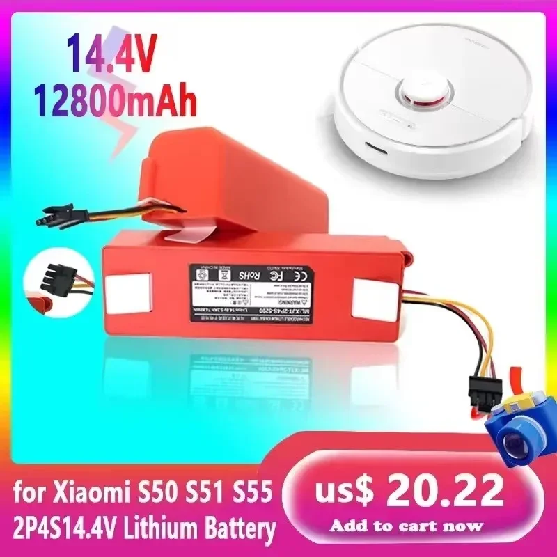 14,4V 12800 mAh Robotický vysávač Výmena batérie pre Xiaomi Roborock S55 S60 S65 S50 S51 S5 Max S6