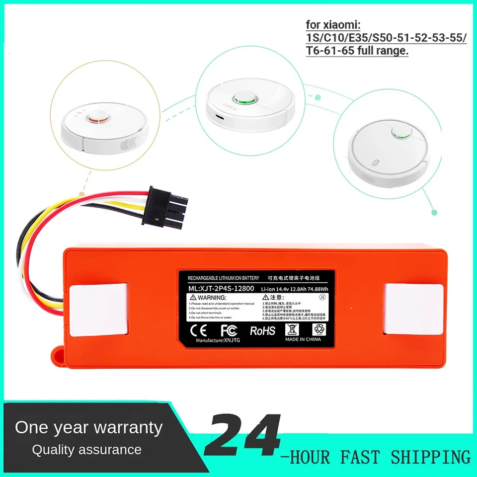 14,4V 12800 mAh Robotický vysávač Výmena batérie pre Xiaomi Roborock S55 S60 S65 S50 S51 S5 Max S6