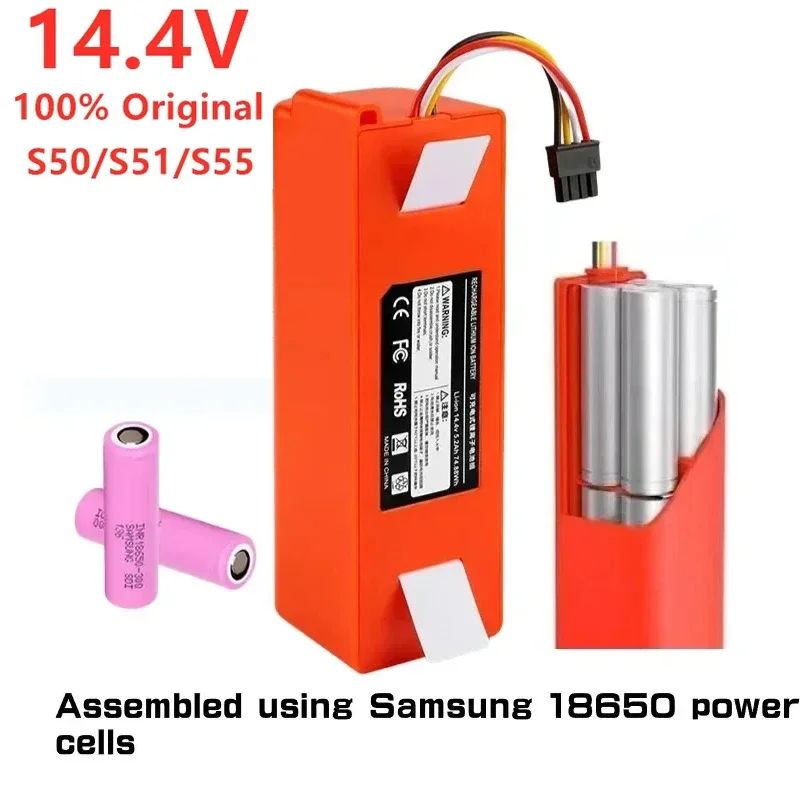 14.4V BRR-2P4S-5200S Robotický vysávač Výmena batérie pre Xiaomi Roborock S55 S60 S65 S50 S51 S5 1S 1. Max S6 diely S6