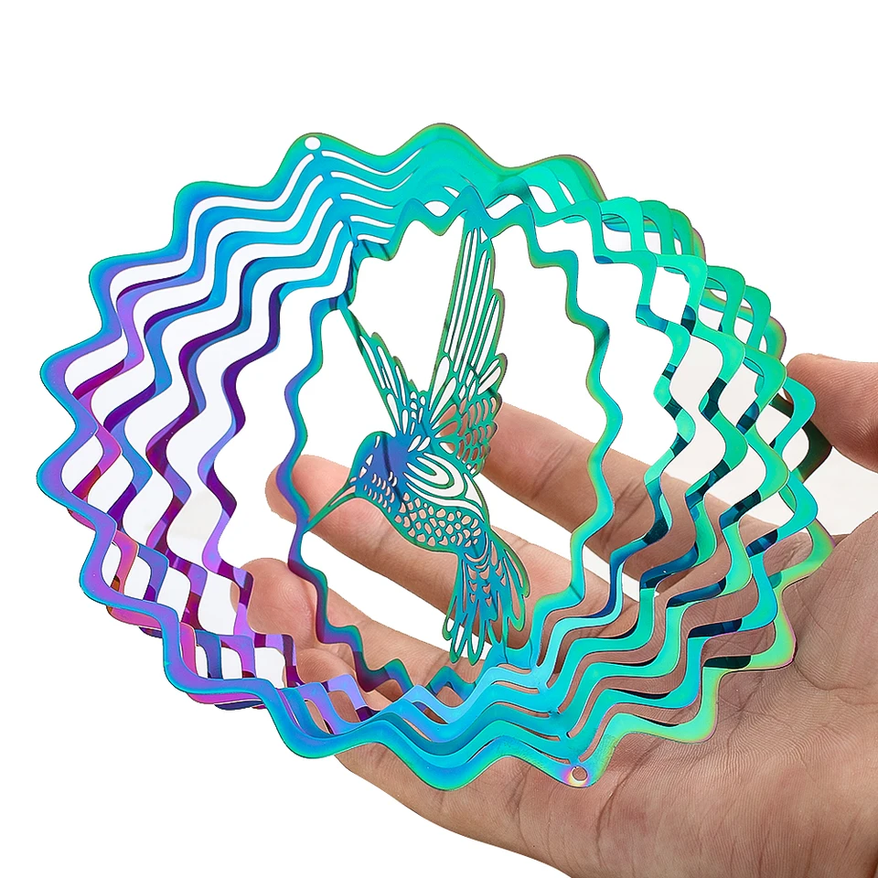 14.5 cm kovový farebný balíček Hummingbird prívesok Domáce dekorácie veterné zvonkohry príslušenstvo Aurora Maker pre Windows Bird Repeller