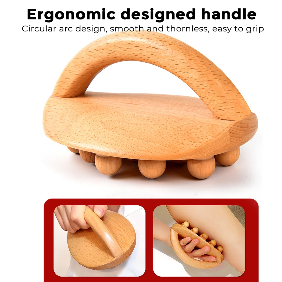 14 guľôčok vreckového masážneho valca Gua Sha Brush Natural Wood Meridian Scraping Spa Antilulitída Relaxáciu pre nohu pása