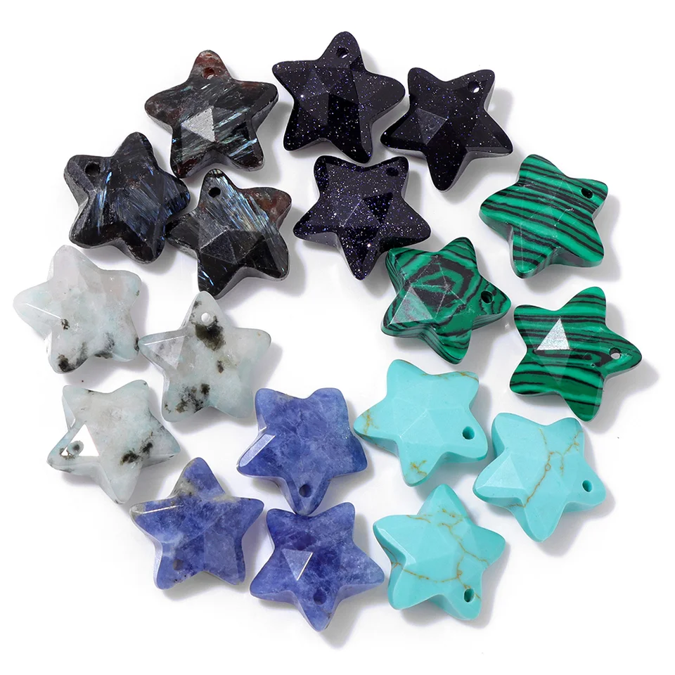 14 mm prírodná hviezda Tvar Stone Pendants Lapis LaZuli labradorit ružové kremene pentagram tvary kúzla pre šperky výroba DIY 1PC
