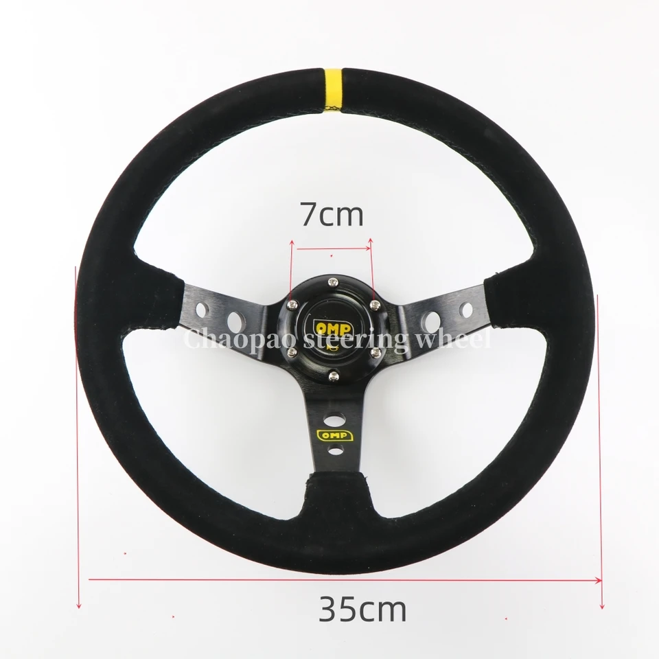 14 palcov 350 mm om* čierny športový volant s hlbokým konkávnym semišovým dizajnom Univerzálny volant auta