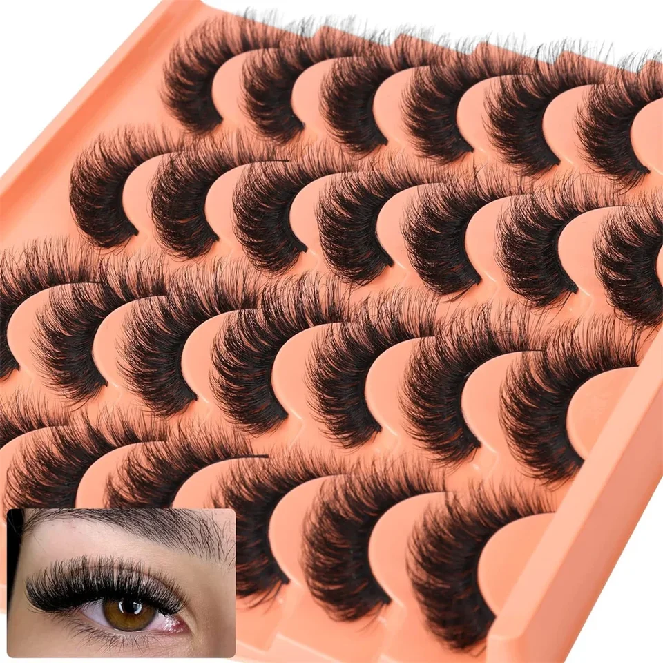 14 párov prírodný vzhľad falošné mihalnice Husté nadýchané faux Mink Mink Rashes balenie mačacích rias, ktoré vyzerajú ako predĺženia čierne